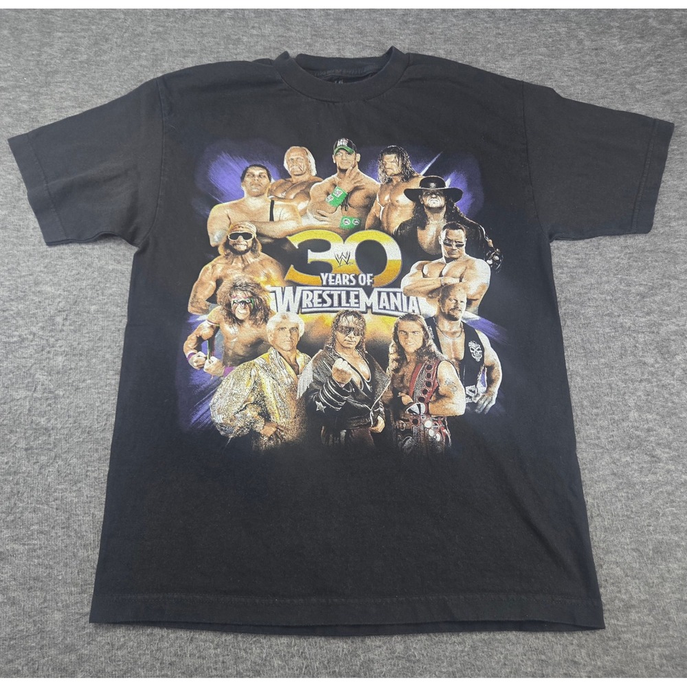WWE T-Shirt Men M Black 30 Years of WrestleMania Graphic Tee Legends 2013